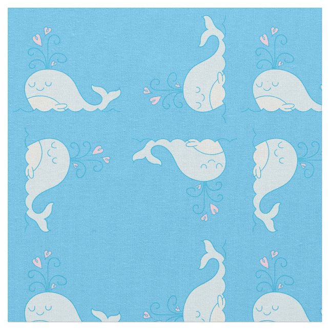 Whale Print Fabric Blue Stoff (Nahaufnahme)