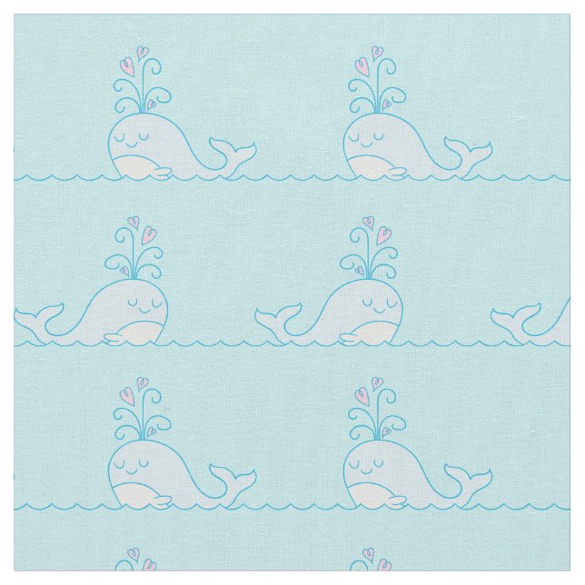 Whale Print Fabric Light Blue Stoff (Nahaufnahme)