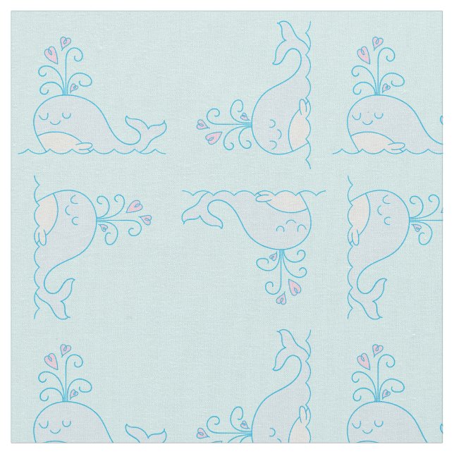 Whale Print Fabric Light Blue Stoff (Nahaufnahme)