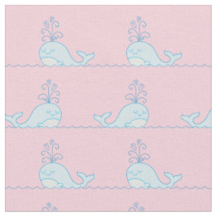 Whale Print Fabric Pink Stoff