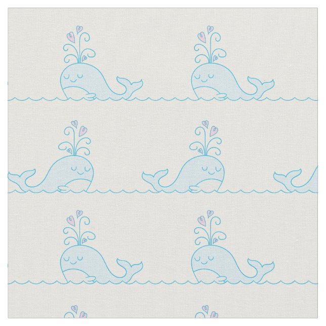 Whale Print Fabric White Stoff (Nahaufnahme)