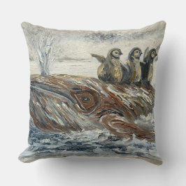 Whale Riders Whimsical Whale and Penguin Ocean Kissen