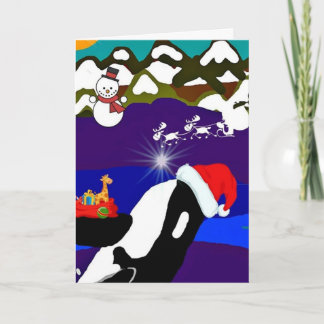 Whale Santa Grußkarte für den Holiday Killer Feiertagskarte