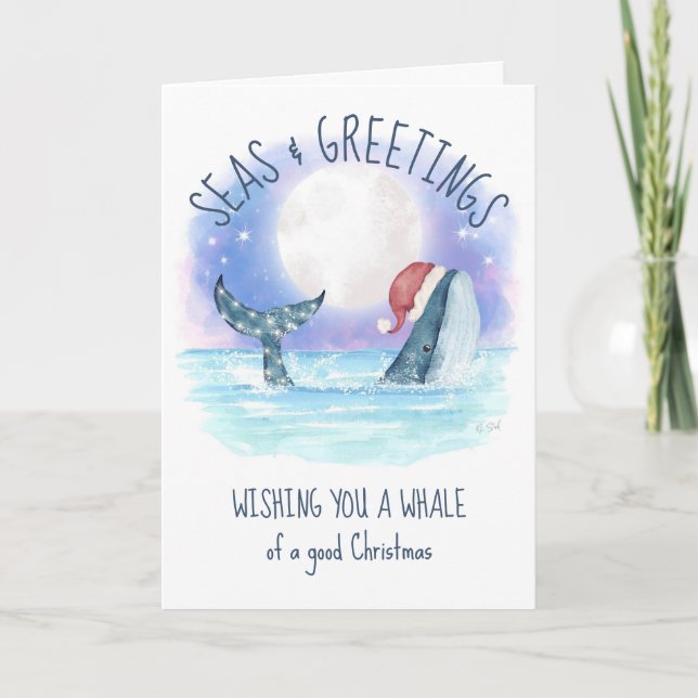 Whale Santa Sea Moon & Stars Nautische Weihnachten (Vorderseite)