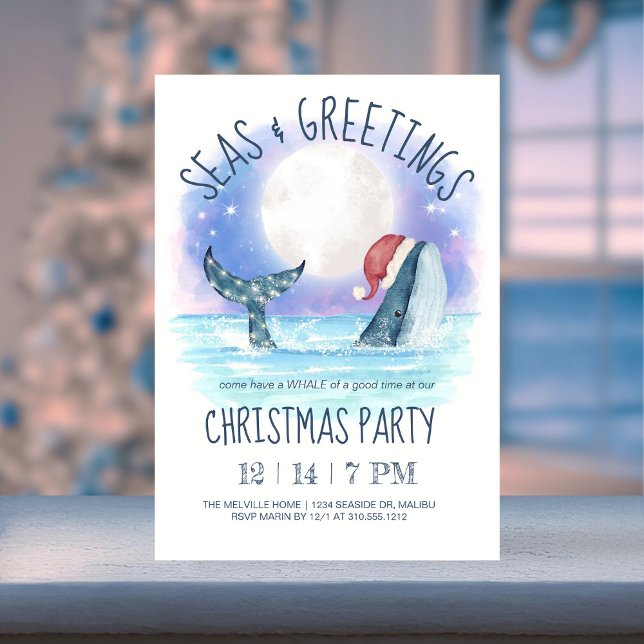 Whale Santa Sea Nautical Christmas Party Einladung (Von Creator hochgeladen)