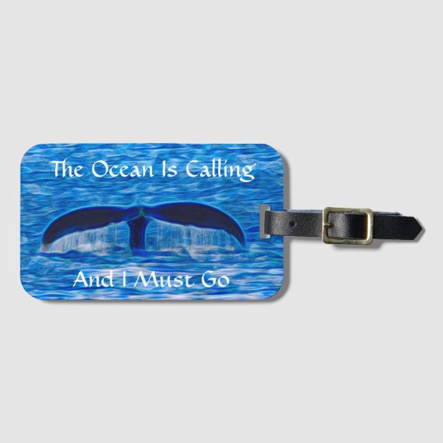 Whale Schwanz Blue Ocean ruft an Gepäckanhänger (Vorderseite (Horizontal))