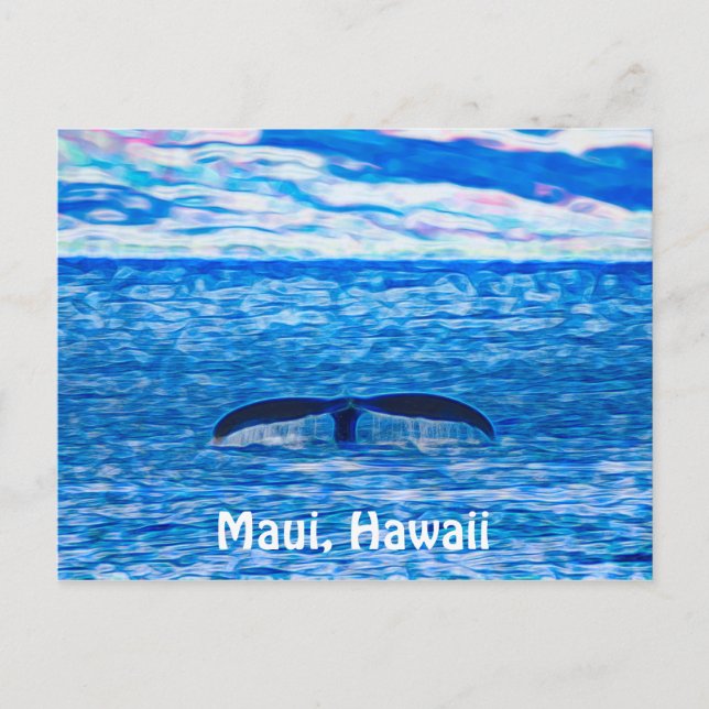 Whale Schwanz Fraktal Blau und Rosa Postkarte (Vorderseite)