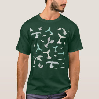 Whale Schwanz Pattern Blue Gray Whale Muster T-Shirt