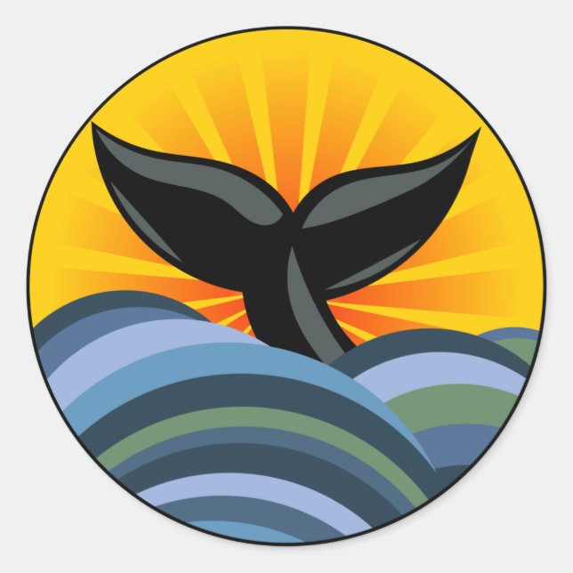 Whale Schwanz Runder Aufkleber (Vorderseite)
