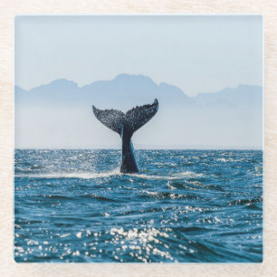 Whale Schwanz Seascape: Dramatisches Wasser. Glasuntersetzer