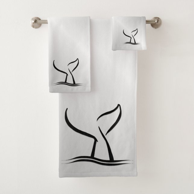 Whale Schwanz Silver Badhandtuch Set (Insitu)