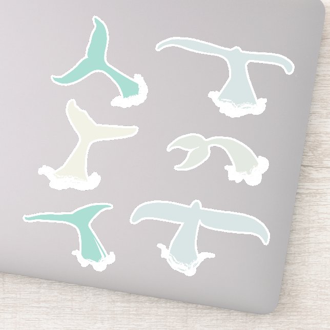 Whale Schwanzes Blue Gray Ocean Wildlife Pack Aufkleber (Detail)