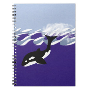 Whale Schwimmen im Ozean Whimsical Cartoon Art Notizblock