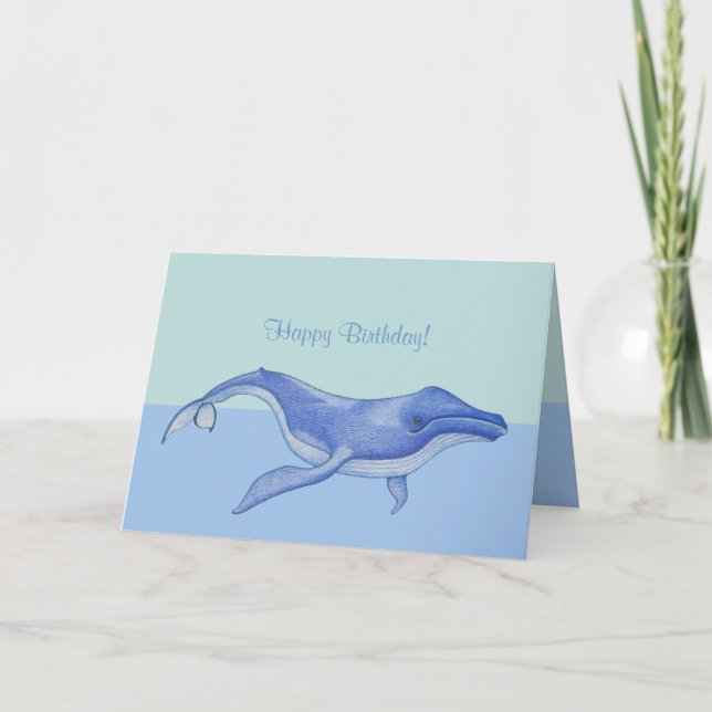 Whale solo Geburtstagskarte Karte (Vorderseite)