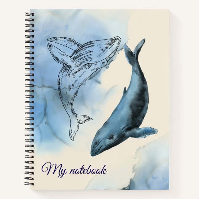 Whale Tales Notebook – Ocean Journal Notizbuch (Vorderseite)