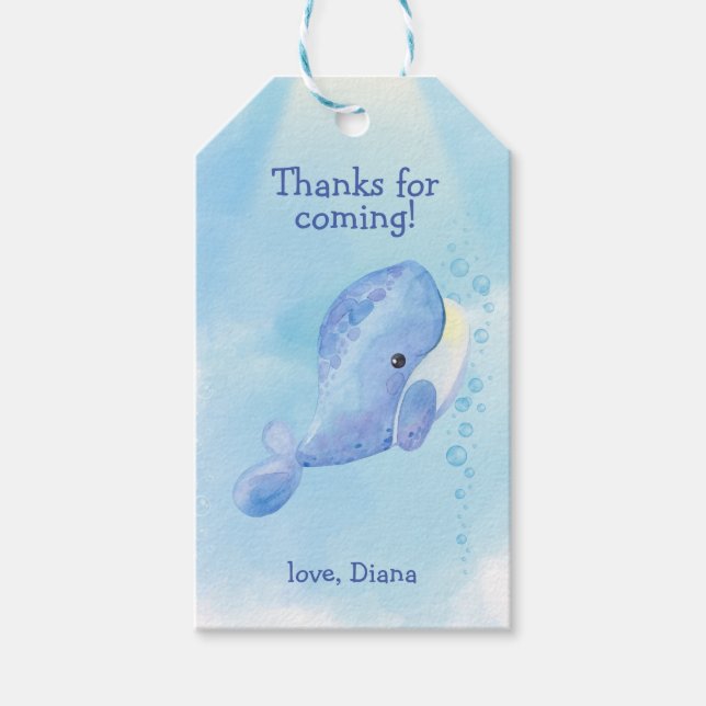 Whale Tastic Blue Birthday Geschenkanhänger (Vorderseite)