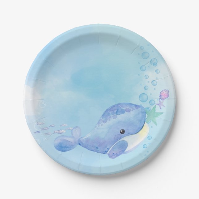 Whale Tastic Blue Birthday Pappteller (Vorderseite)