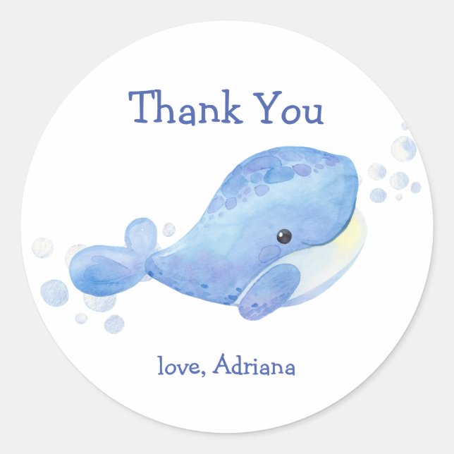 Whale Tastic Blue Birthday Runder Aufkleber (Vorderseite)