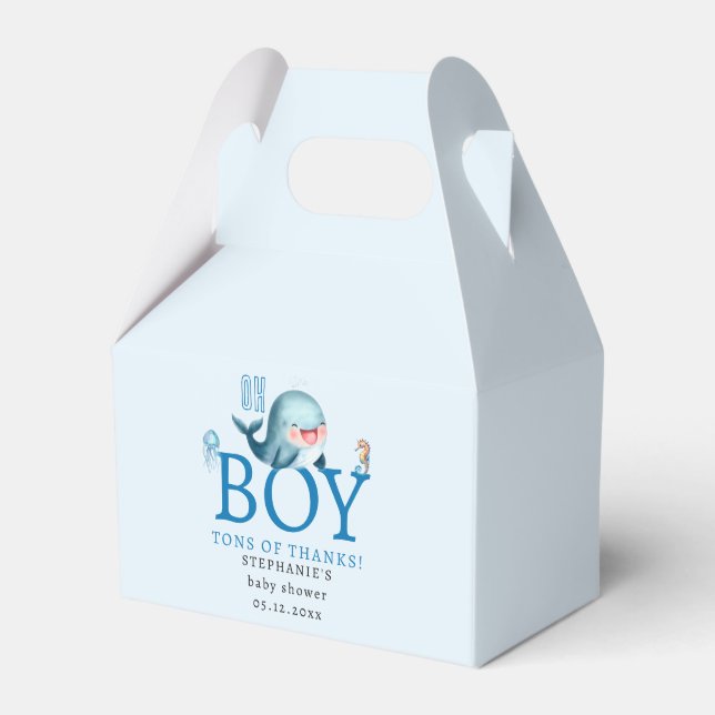 Whale under Sea Watercolor Boy Baby Shower Blue Geschenkschachtel (Vorderseite)
