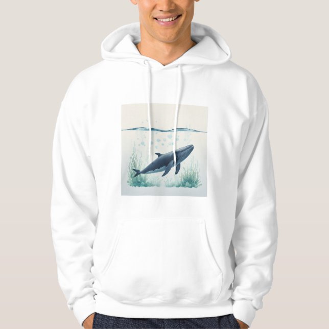 Whale Underwater White Hoodie (Vorderseite)
