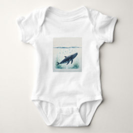Whale Underwater White Hoodie Baby Strampler