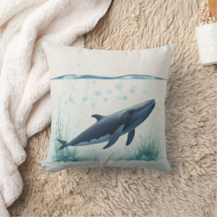Whale Underwater White Hoodie Kissen