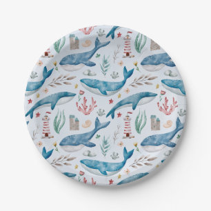 Whale unter der Blue Boy Baby Dusche Pappteller