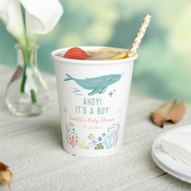 Whale unter der Sea Baby Dusche Pappbecher (In Situ)