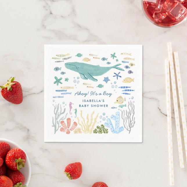 Whale unter der Sea Baby Dusche Serviette (Beispiel)