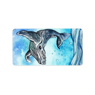 Whale Unterwasser Adressaufkleber