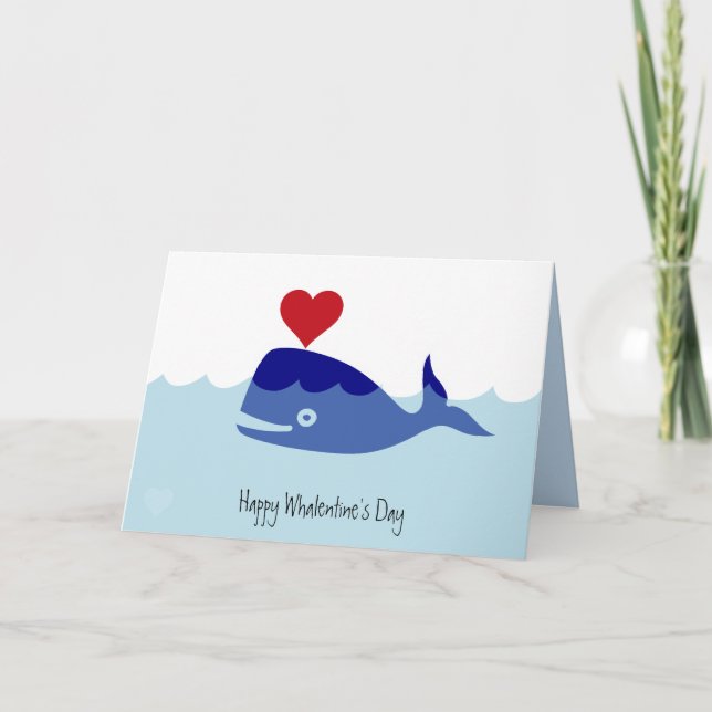Whale Valentine's Day Card Feiertagskarte (Vorderseite)