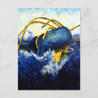 Whale vs. Kolossaler Tintenfisch Originale Kunstma Postkarte