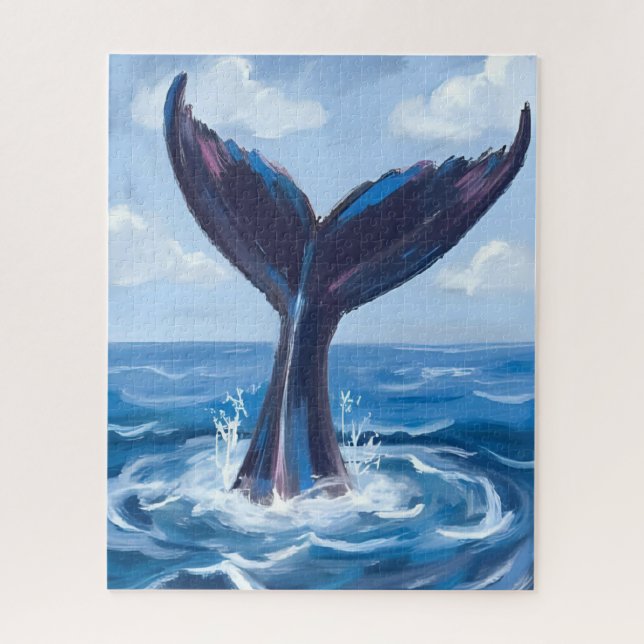 Whale Watching | Blue Ocean Watercolor (Vertikal)