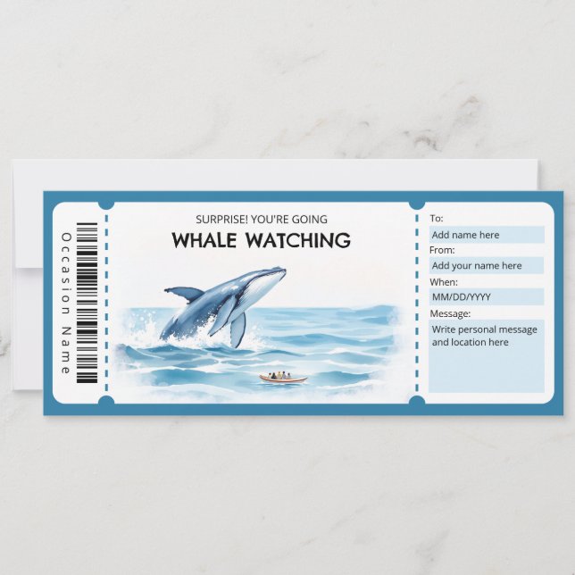 Whale Watching Gift Certificate Einladung (Vorderseite)