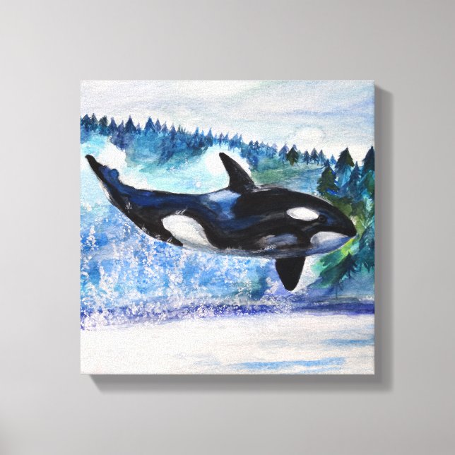 Whale Watercolor Art Leinwanddruck (Vorderseite)