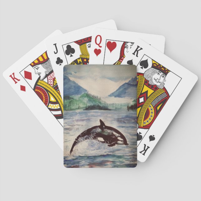Whale Watercolor Art Playing Karten Spielkarten (Rückseite)