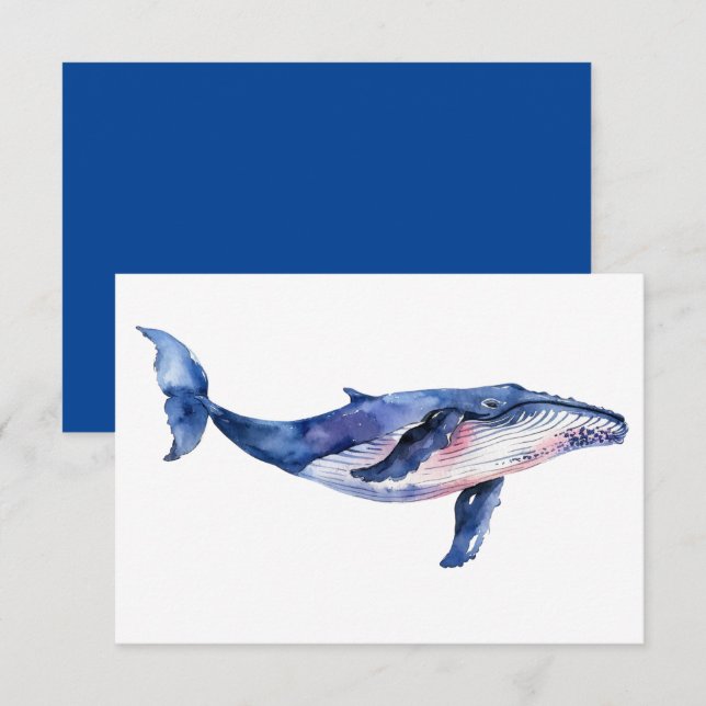 Whale Watercolor Dankeskarte (Vorne/Hinten)