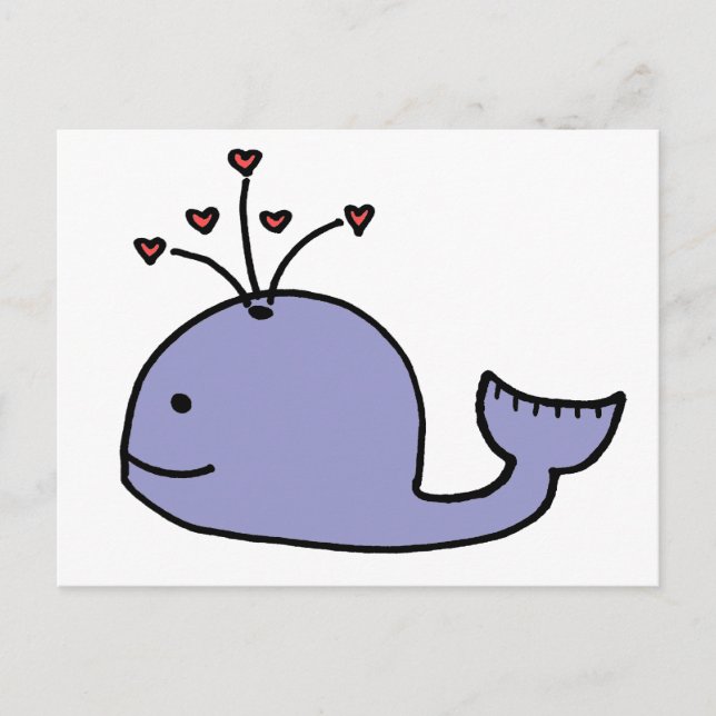 Whale Whimsical Cartoon Postkarte (Vorderseite)