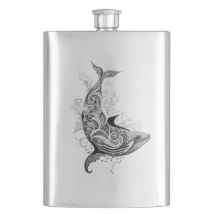 Whale Wild Animal Nature Illustration Art Tattoo Flachmann