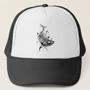 Whale Wild Animal Nature Illustration Art Tattoo Truckerkappe