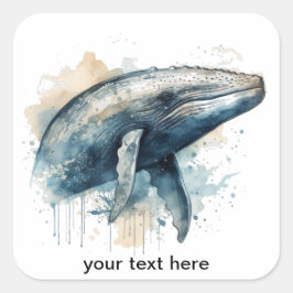 Whale Wonder für Wasserfarben, kundenspezifisch Quadratischer Aufkleber