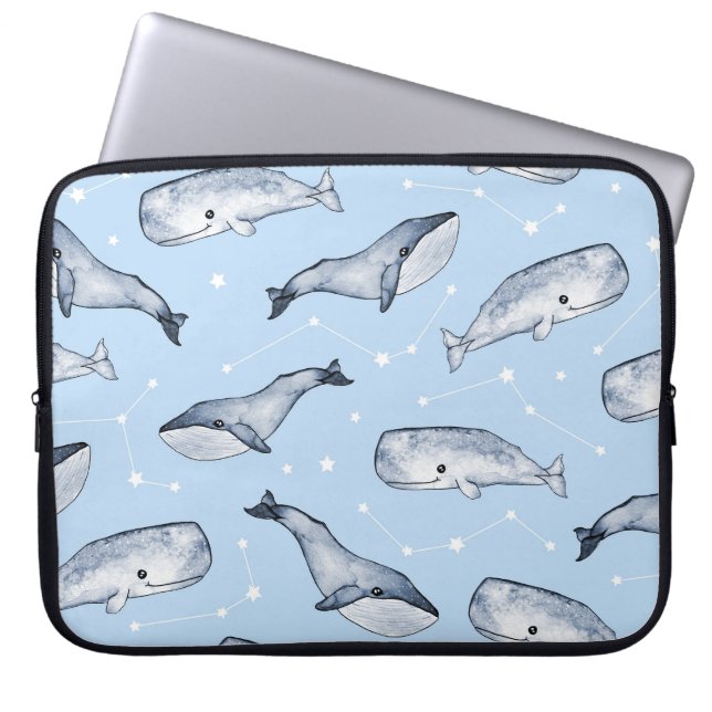 Whale Wonderings: Watercolor Starry Sky Laptopschutzhülle (Vorderseite)