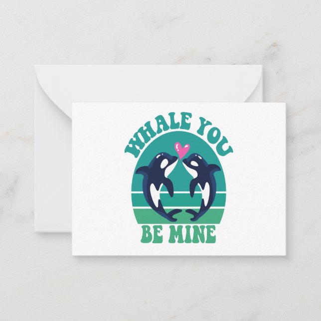 Whale you be mine Funny Orca Couple Valentine Gesc Mitteilungskarte (Vorderseite)