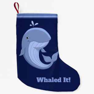 Whaled es niedlicher glücklicher Blauwal Kleiner Weihnachtsstrumpf