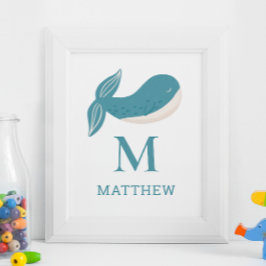Whalentier. Kinderzimmer Baby Boy naugram Poster