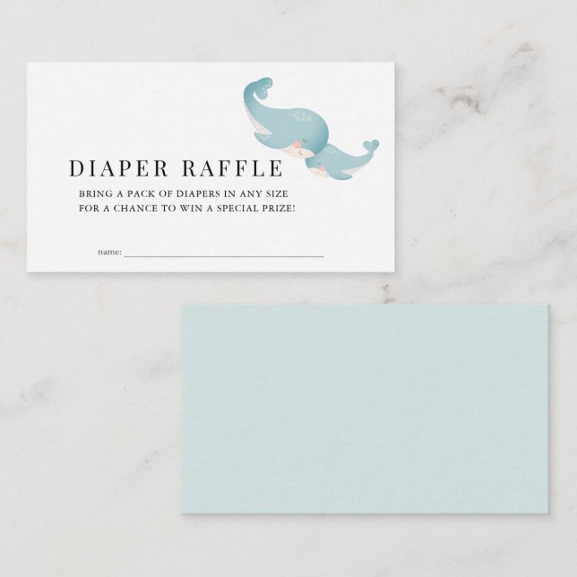 Whales Blue Baby Duschdusche Windelwanne Raffle Ti Begleitkarte (Vorne/Hinten)