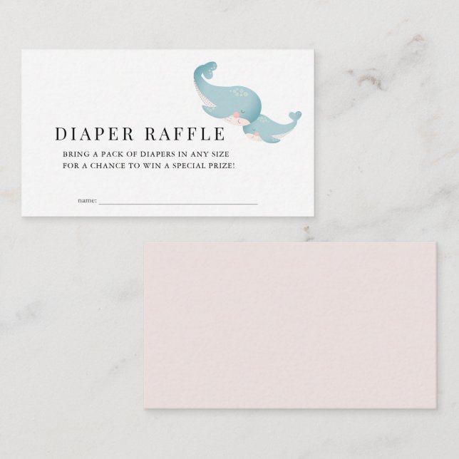 Whales Pink Baby Dusche Windelwanne Raffle Ticket Begleitkarte (Vorne/Hinten)