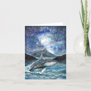 Whaletanz unter dem Mond Dankeskarte