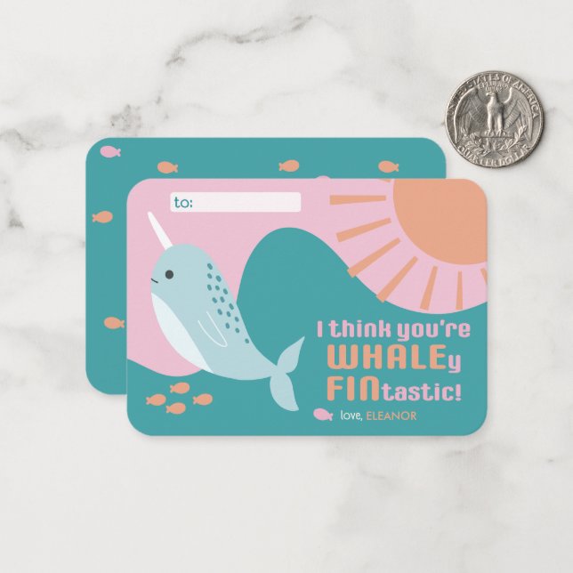 Whaley Finstastic - Klassenraum Valentine Mitteilungskarte (Vorderseite/Rückseite Beispiel)