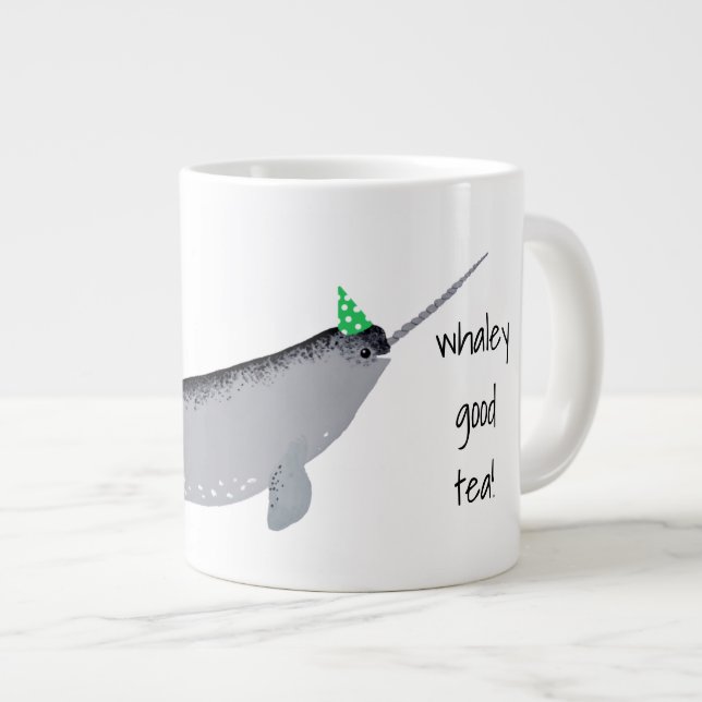 Whaley Good Tee Text Narwhal Whale Jumbo-Tasse (Vorderseite Rechts)